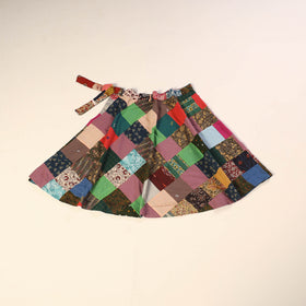 Multicolor Wrap Around Patchwork Cotton Skirt