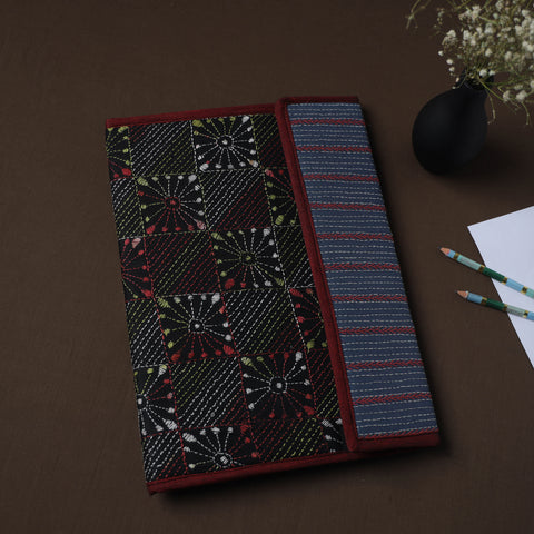 Black Handcrafted Bengal Kantha Work File Folder