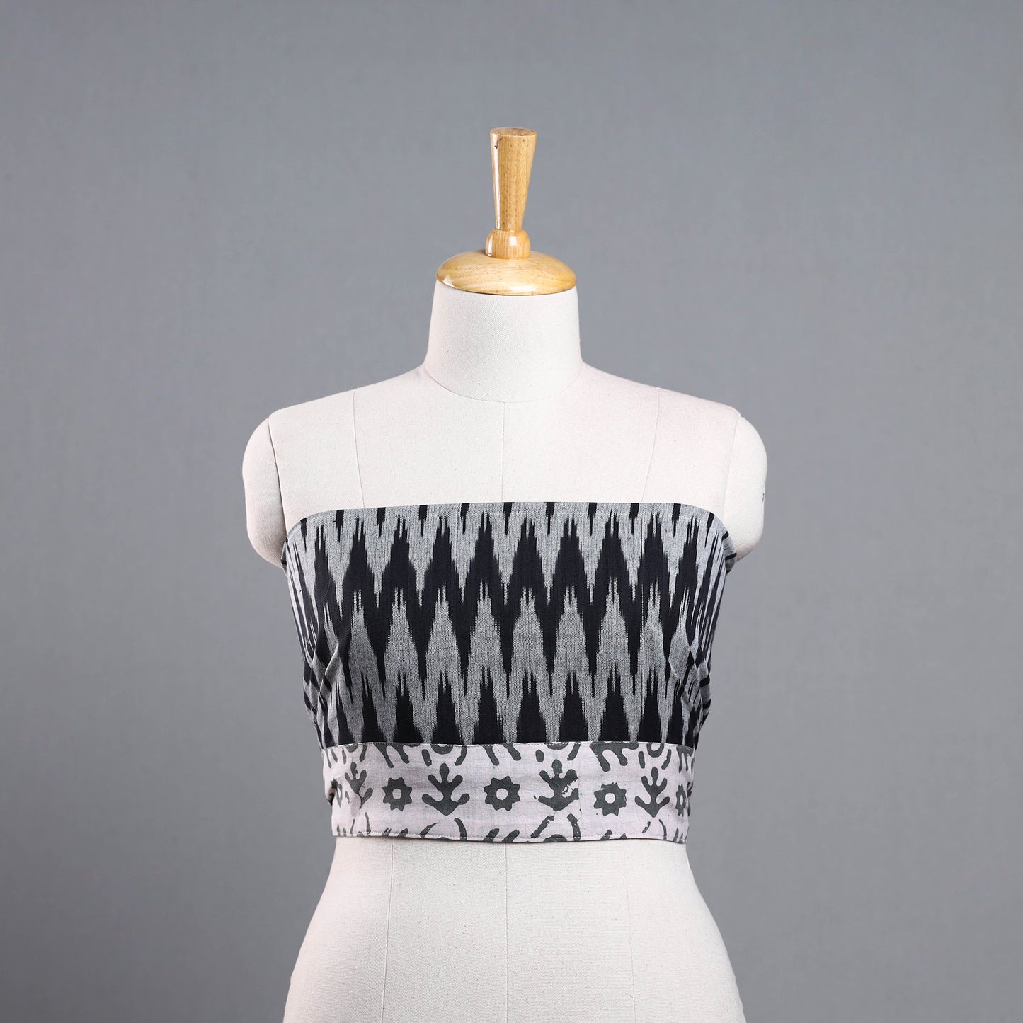 Grey - Cotton Pochampally Ikat Blouse Piece 10