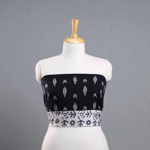 Black - Cotton Pochampally Ikat Blouse Piece 11