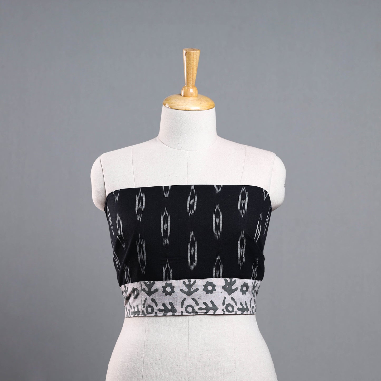 Black - Cotton Pochampally Ikat Blouse Piece 12