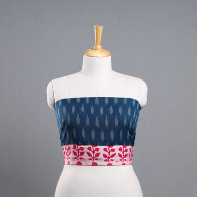 Blue - Cotton Pochampally Ikat Blouse Piece 13