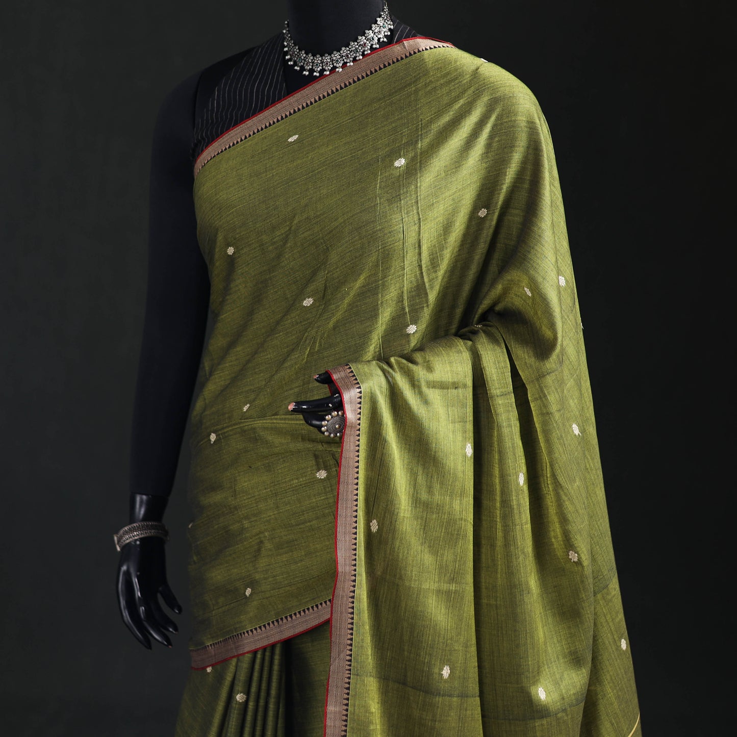 Dharwad Woven Thread Buti Mercerised Cotton Saree with Border 69