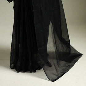 Black - Nazaakat Kota Doria Cotton Plain Saree with Blouse & Jewellery Set 14