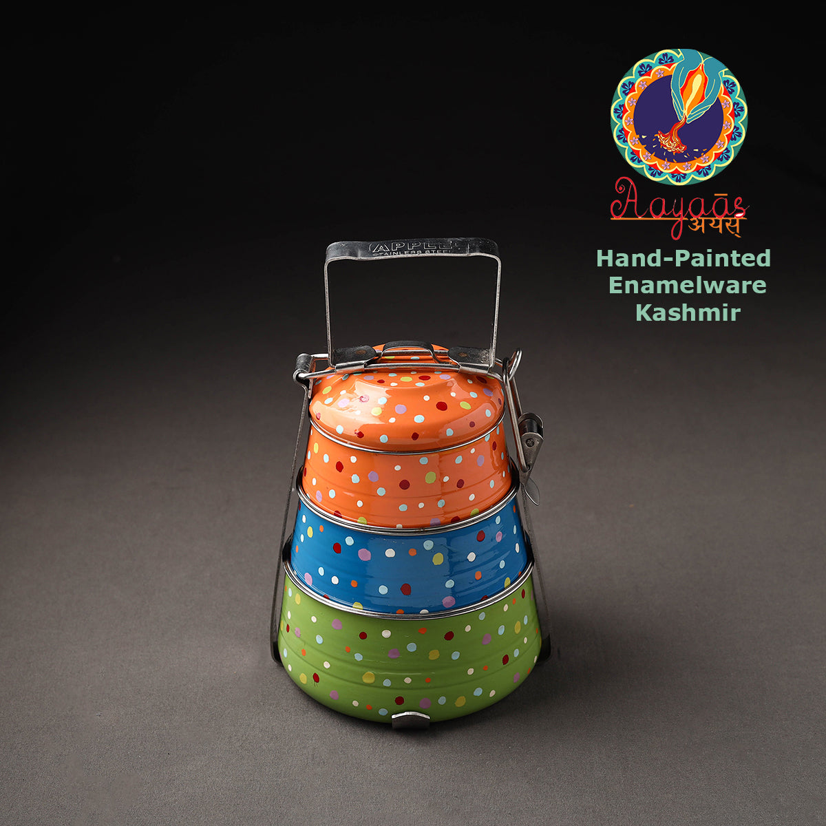 Kashmir Handpainted Stainless Steel 3 Tier Tiffin Box 03