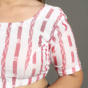 White - sambalpuri cotton stitched ikat blouse 01