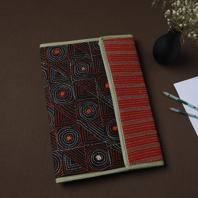 Black Handcrafted Bengal Kantha Work File Folder