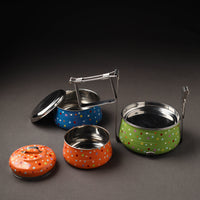 Kashmir Handpainted Stainless Steel 3 Tier Tiffin Box 03