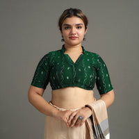 Green - Sambalpuri Cotton Stitched Ikat Blouse 07