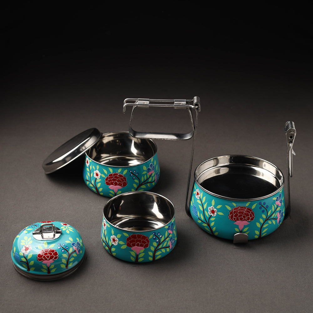 Kashmir Handpainted Stainless Steel 3 Tier Tiffin Box 02