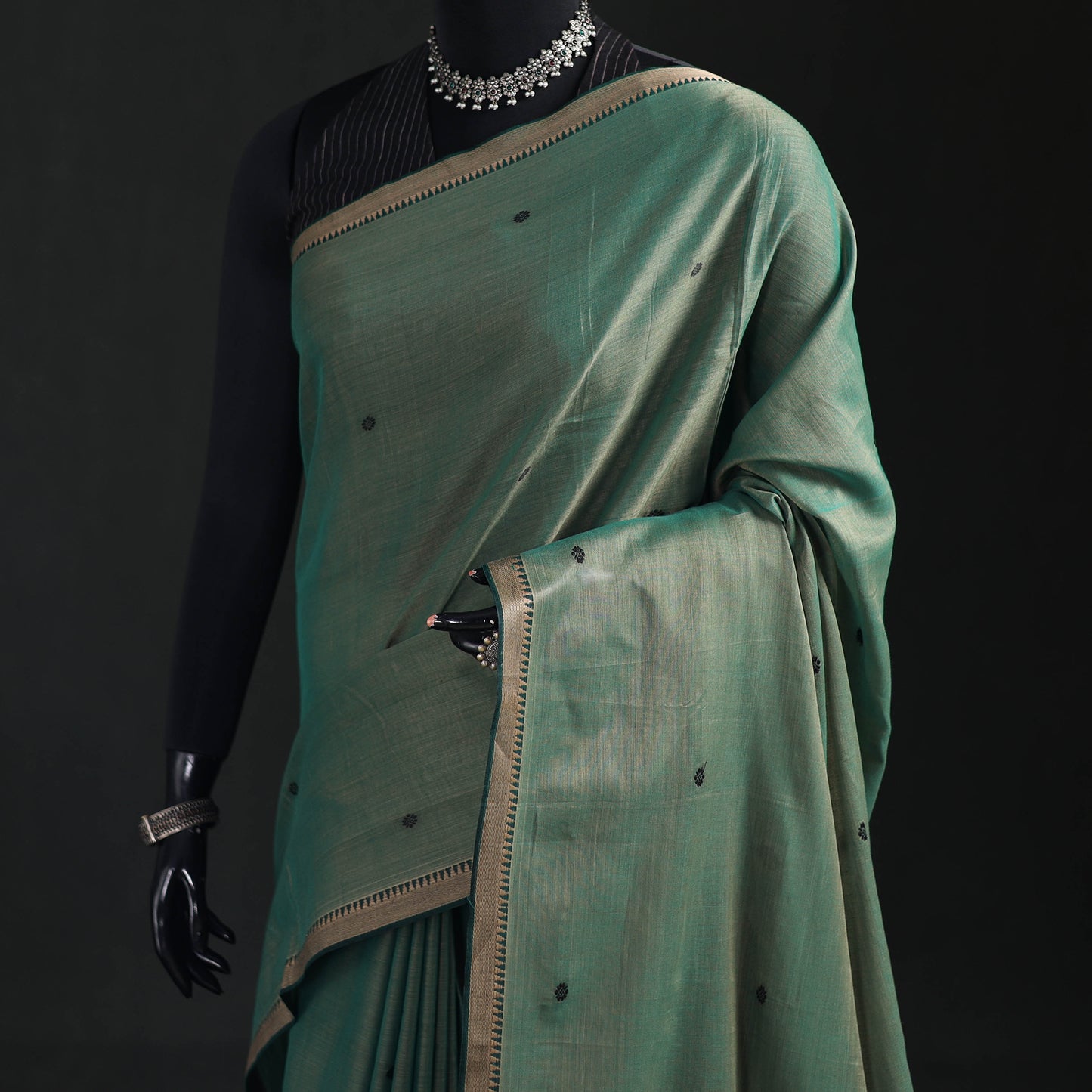 Dharwad Woven Thread Buti Mercerised Cotton Saree with Border 70