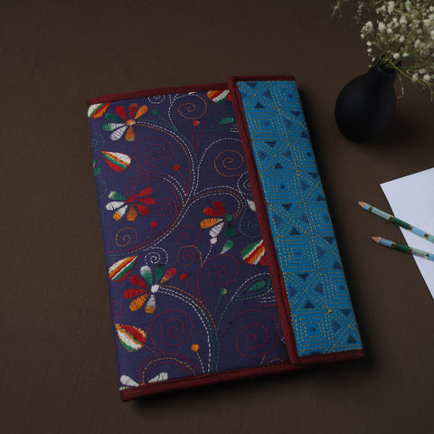 Blue Handcrafted Bengal Kantha Work File Folder