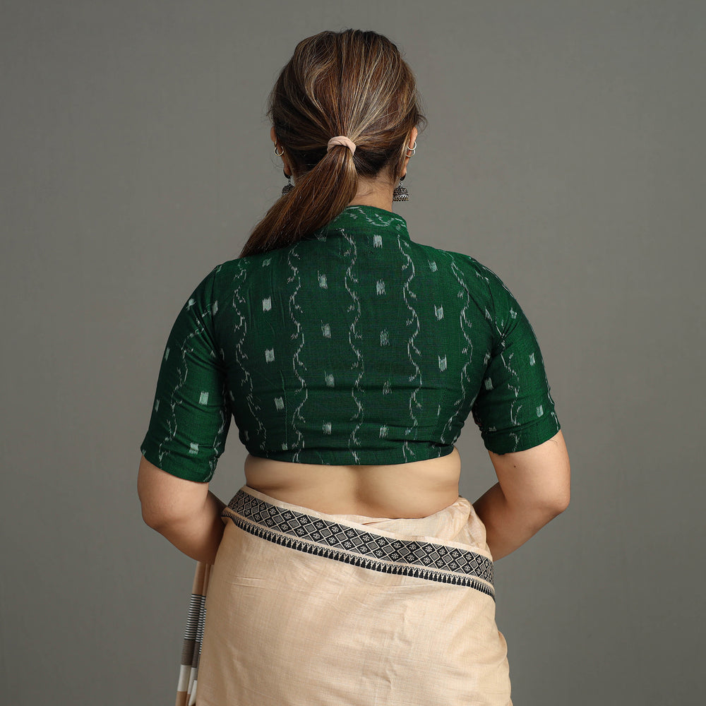 Green - Sambalpuri Cotton Stitched Ikat Blouse 07