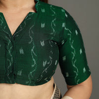 Green - Sambalpuri Cotton Stitched Ikat Blouse 07