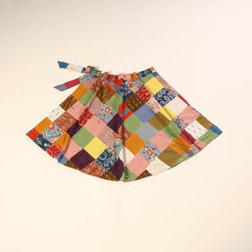Multicolor Wrap Around Patchwork Cotton Skirt