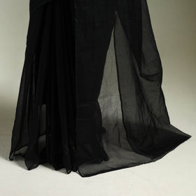 Black - Nazaakat Kota Doria Cotton Plain Saree with Blouse & Jewellery Set 15