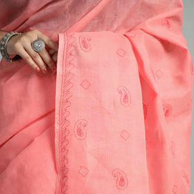  Lucknow Chikankari Hand Embroidery Terivoile Cotton Saree 11 Online at iTokri.com