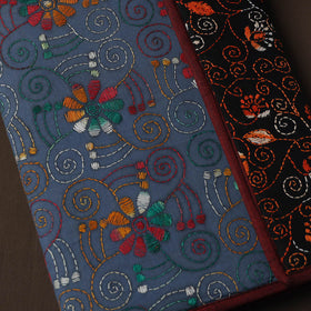 Blue Handcrafted Bengal Kantha Work File Folder