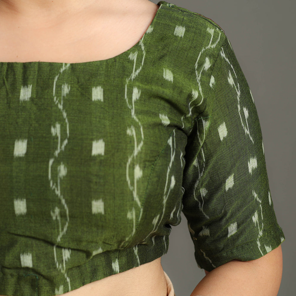 Green - Sambalpuri Cotton Stitched Ikat Blouse 03