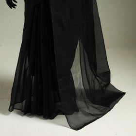 Black - Nazaakat Kota Doria Cotton Plain Saree with Blouse & Jewellery Set 16