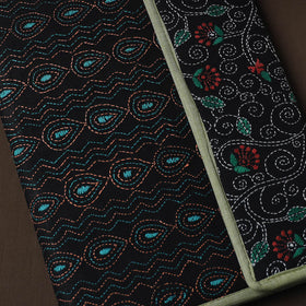 Black Handcrafted Bengal Kantha Work File Folder