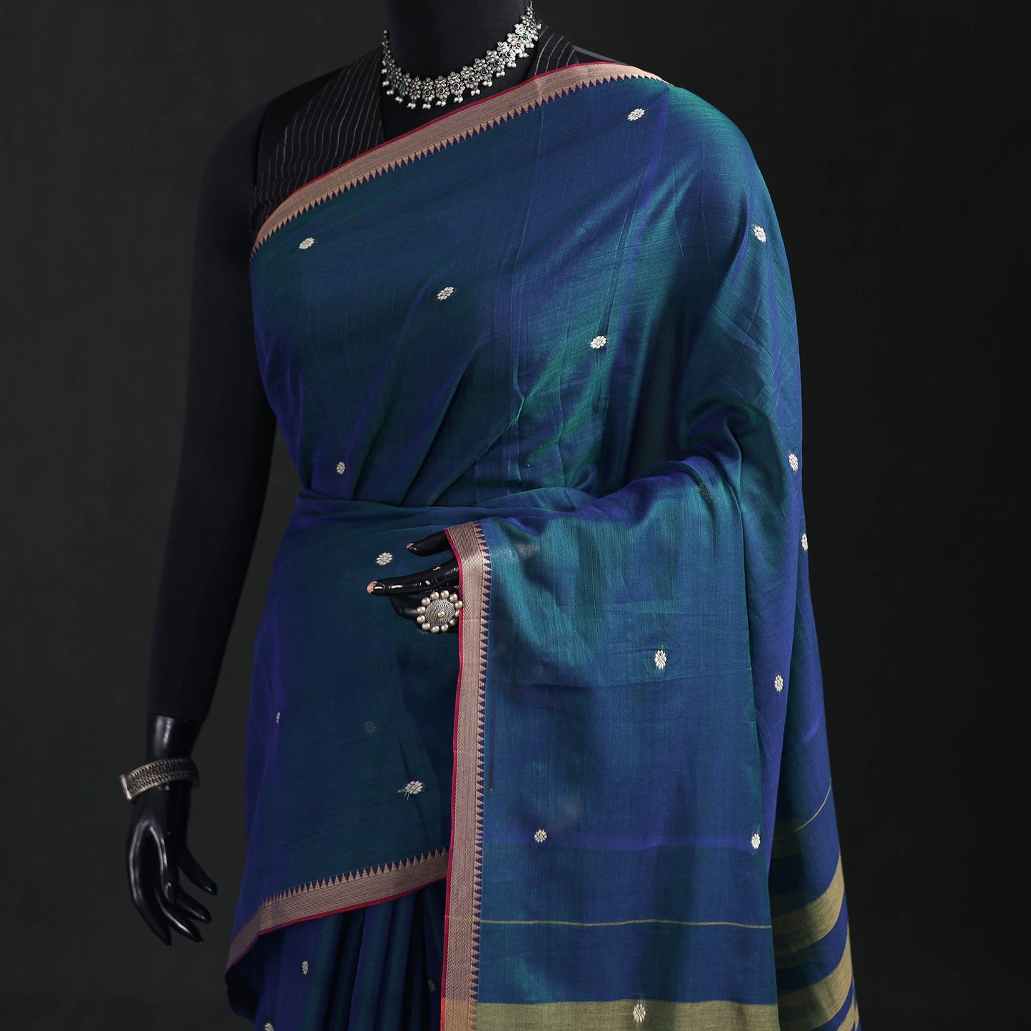 Dharwad Woven Thread Buti Mercerised Cotton Saree with Border 73