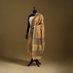 Yellow - Natural Dyed Block Printed Chanderi Silk Bagh Dupatta 42