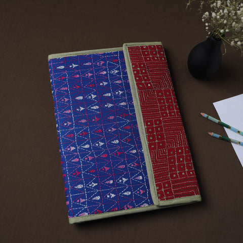 Blue Handcrafted Bengal Kantha Work File Folder