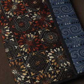 Black Handcrafted Bengal Kantha Work File Folder