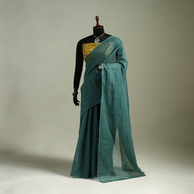 Green - Nazaakat Kota Doria Cotton Plain Saree with Blouse & Jewellery Set 18