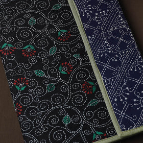 Black Handcrafted Bengal Kantha Work File Folder