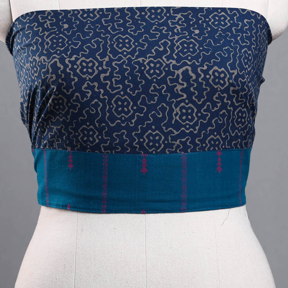 Blue - Block Print Cotton Pipad Blouse Piece 44