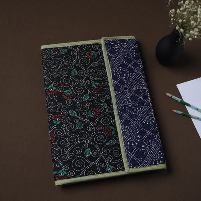 Black Handcrafted Bengal Kantha Work File Folder