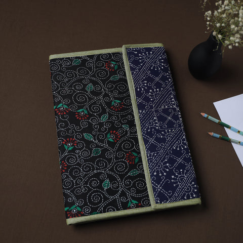 Black Handcrafted Bengal Kantha Work File Folder