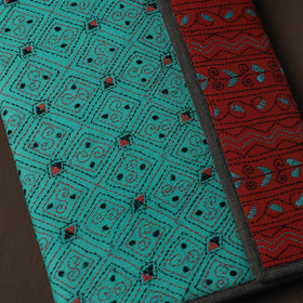 Green Handcrafted Bengal Kantha Work File Folder