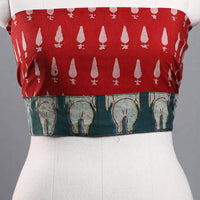 Red - Block Print Cotton Pipad Blouse Piece 46