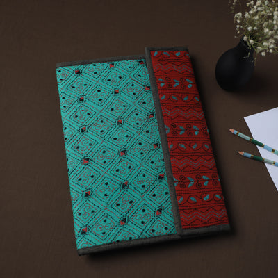 Green Handcrafted Bengal Kantha Work File Folder