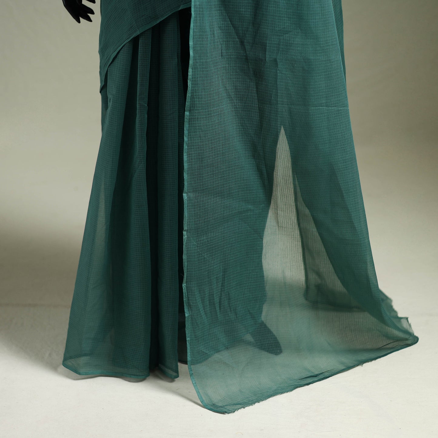 Green - Nazaakat Kota Doria Cotton Plain Saree with Blouse & Jewellery Set 18