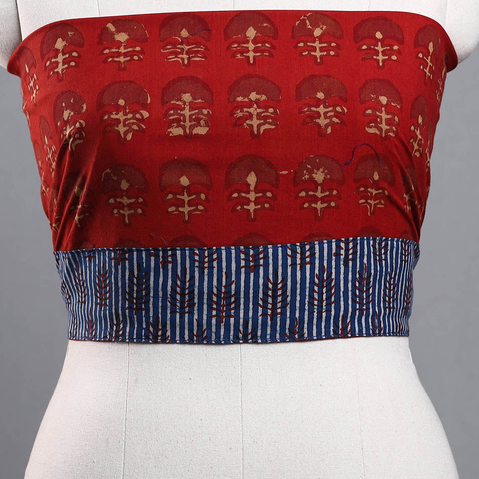 Red - Block Print Cotton Pipad Blouse Piece 47