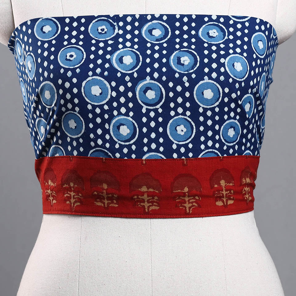 Blue - Block Print Cotton Pipad Blouse Piece 48