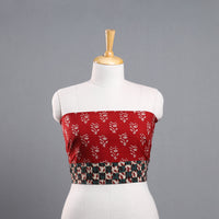 Red - Block Print Cotton Pipad Blouse Piece 50