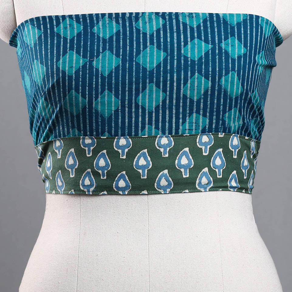 Blue - Block Print Cotton Pipad Blouse Piece 52