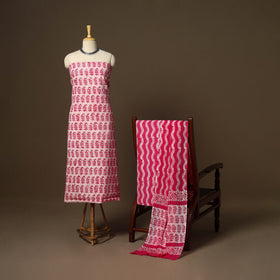 Pink - 3pc cotton unstitched kutch batik dress material 04