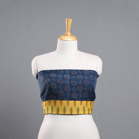 Blue - Block Print Woollen Akola Blouse Piece 54