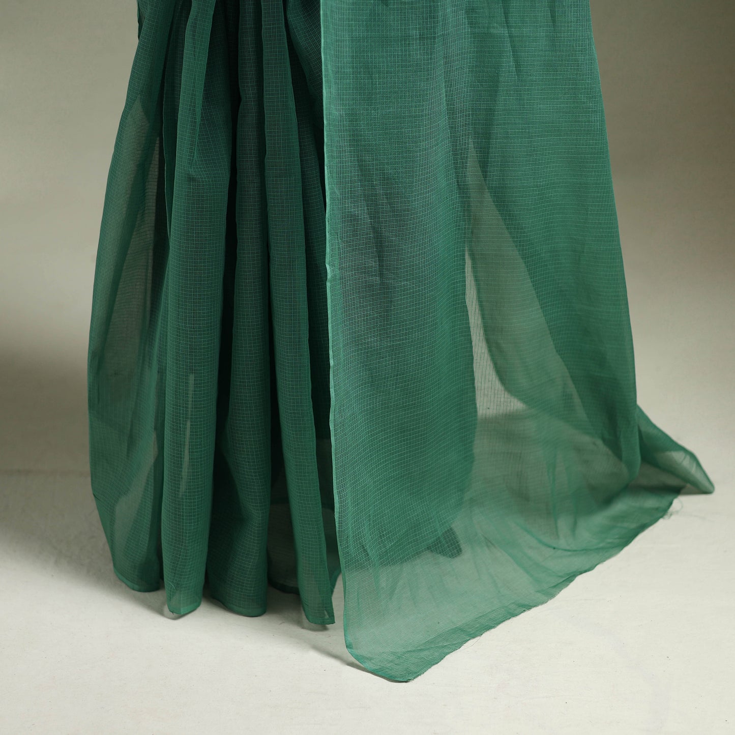 Green - Nazaakat Kota Doria Cotton Plain Saree with Blouse & Jewellery Set 19
