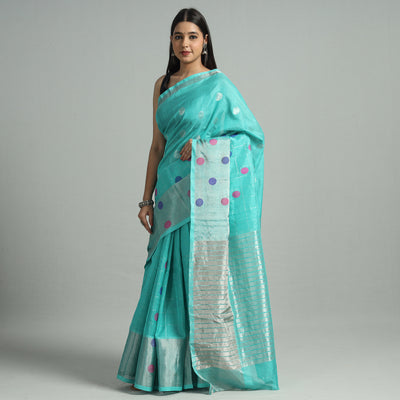 Green - Traditional Venkatagiri Pure Handloom Silk Cotton Zari Weave Saree 16