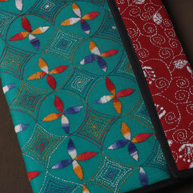 Green Handcrafted Bengal Kantha Work File Folder