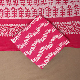 Pink - 3pc cotton unstitched kutch batik dress material 04
