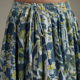 Bagru Hand Block Print 24 Kali Patchwork Natural Dyed Cotton Long Skirt 01