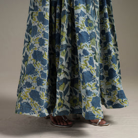 Bagru Hand Block Print 24 Kali Patchwork Natural Dyed Cotton Long Skirt 01